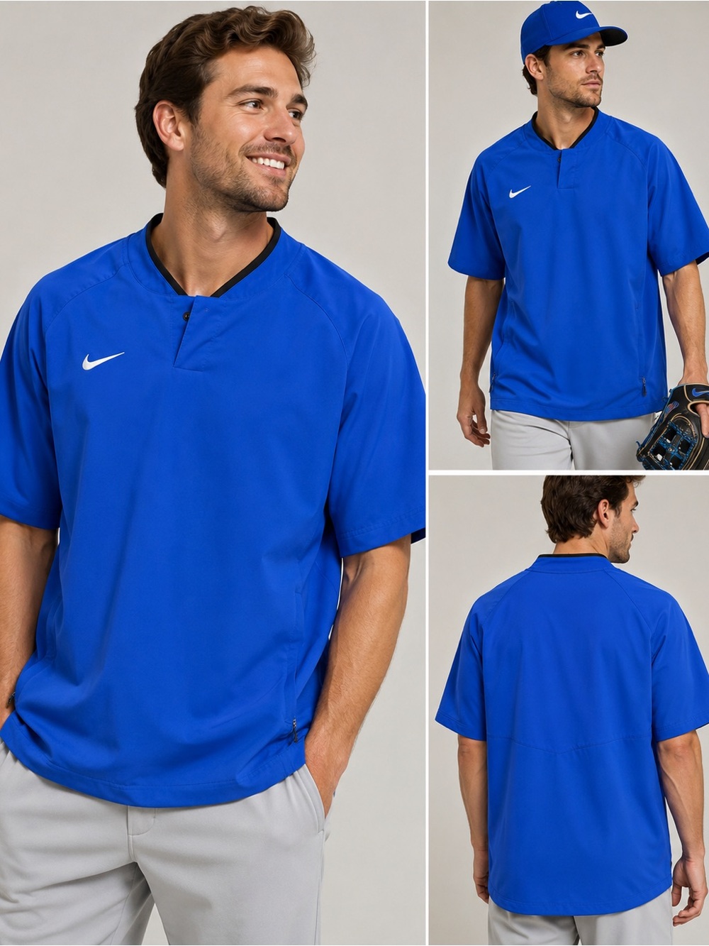 Nike Baseball Royal Blue Pullover Top Short Sleeve Men’s Medium